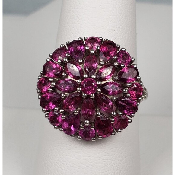 DJoy Signed 925 Sterling Silver Purplish Pink Rhodolite Garnet Ring Size 8.25 - Picture 3 of 16